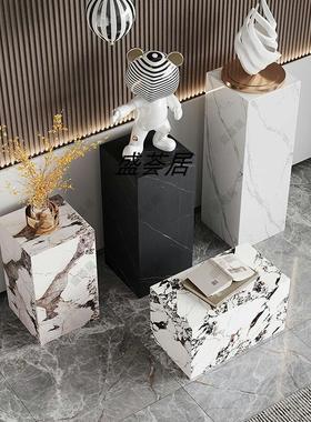 岩板大理石雕塑底座摆件花架立柱地台展示台客厅玄关落地展品基座