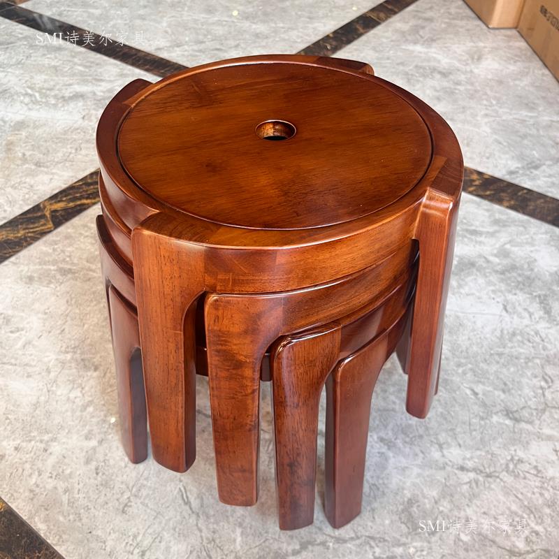 北欧纯实木家用小凳子茶几边凳现代简约凳可叠摞橡胶木白蜡木矮凳