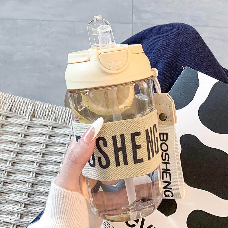 简约水杯女生高颜值新款2025带吸管双饮塑料夏日可携式学生杯子男