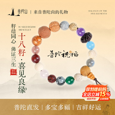 普陀山官方正品菩提十八籽寓意款手串良缘手链佛珠招财送生日礼物