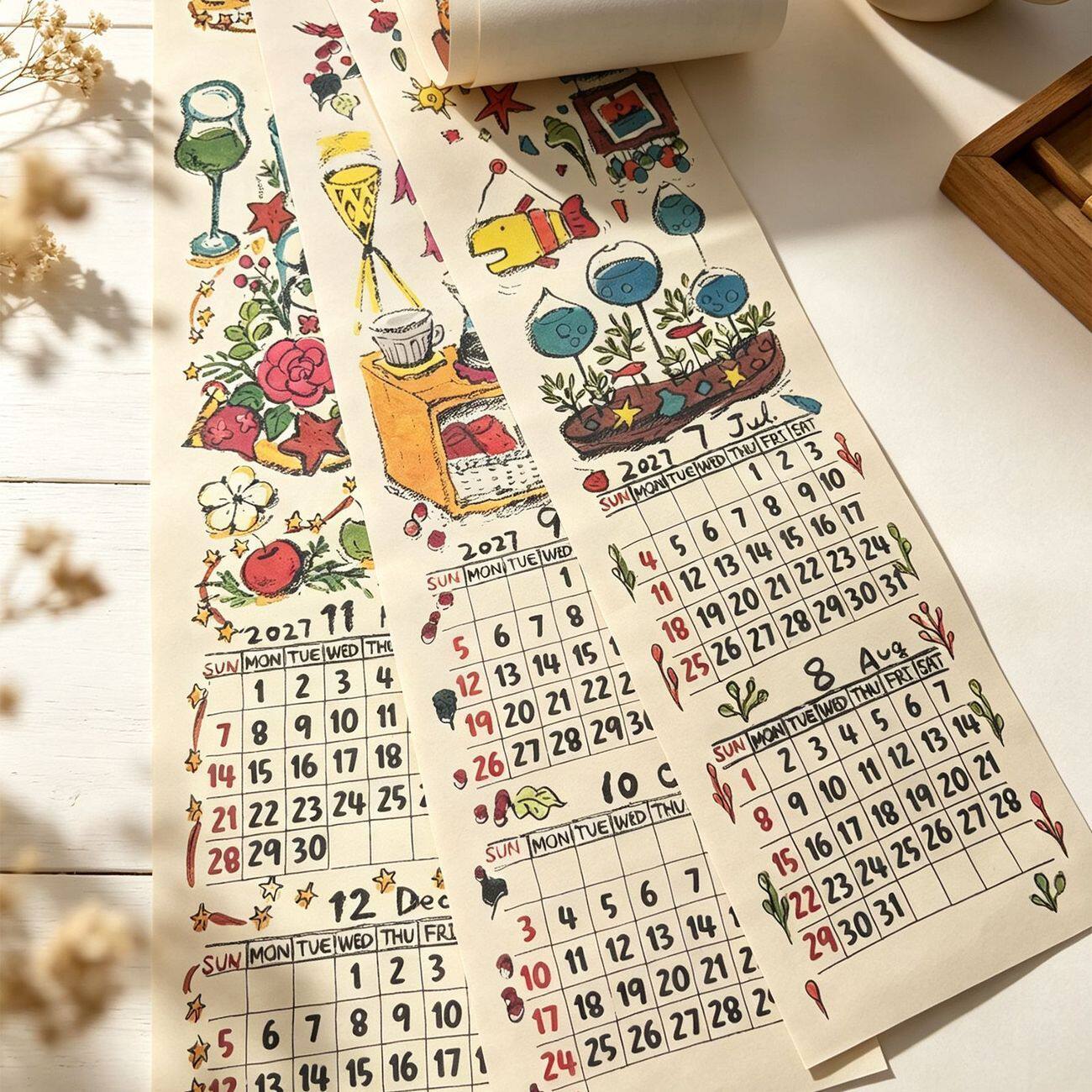 2027尼泊尔花朵涂鸦挂历送礼