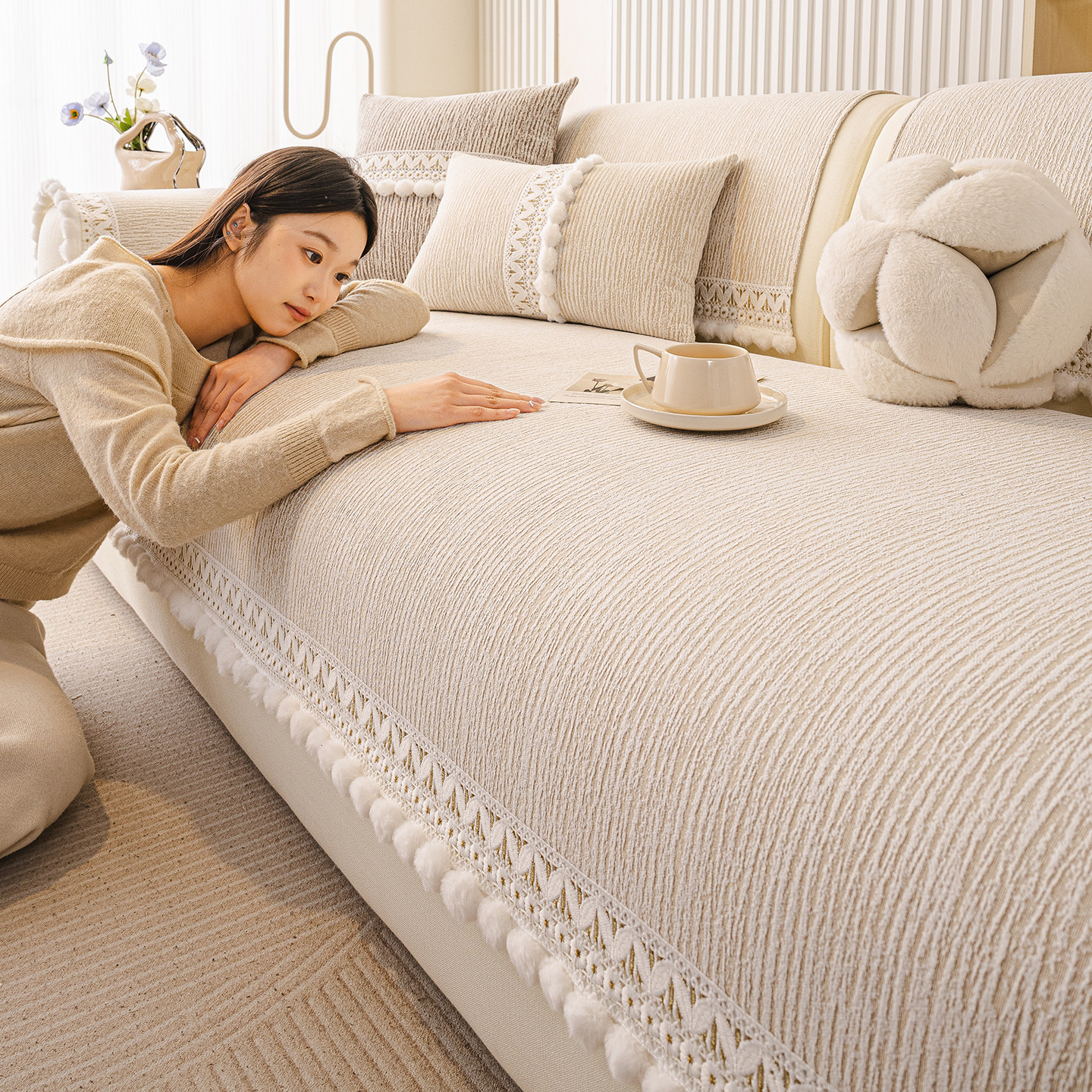 奶油风沙发垫四季通用2026新款皮沙发坐垫防滑沙发盖布套罩高级感,居家布艺,沙发垫,淘宝优惠券,粉丝福利购,淘宝优惠卷