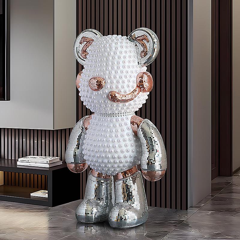 超大号暴力熊落地大摆件亮片贴钻狗公仔网红打卡客厅电视柜