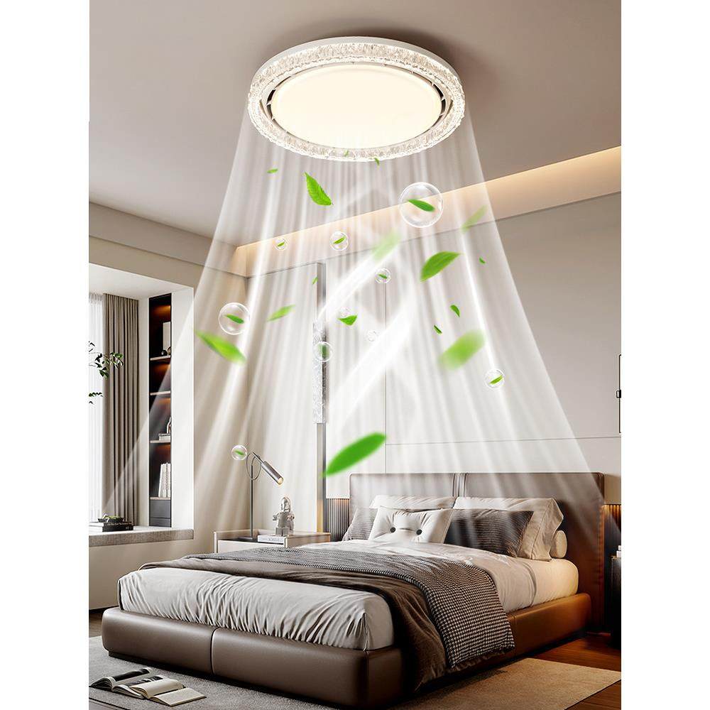 主卧室风扇灯吸顶灯意式极简轻奢高级感隐形电扇灯一体无叶风扇灯