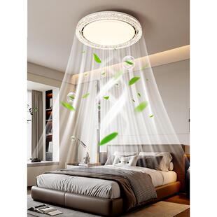 主卧室风扇灯吸顶灯意式极简轻奢高级感隐形电扇灯一体无叶风扇灯