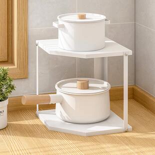 厨房转角置物架台面多层锅架下水槽?具车内放锅架子双层锅具收纳