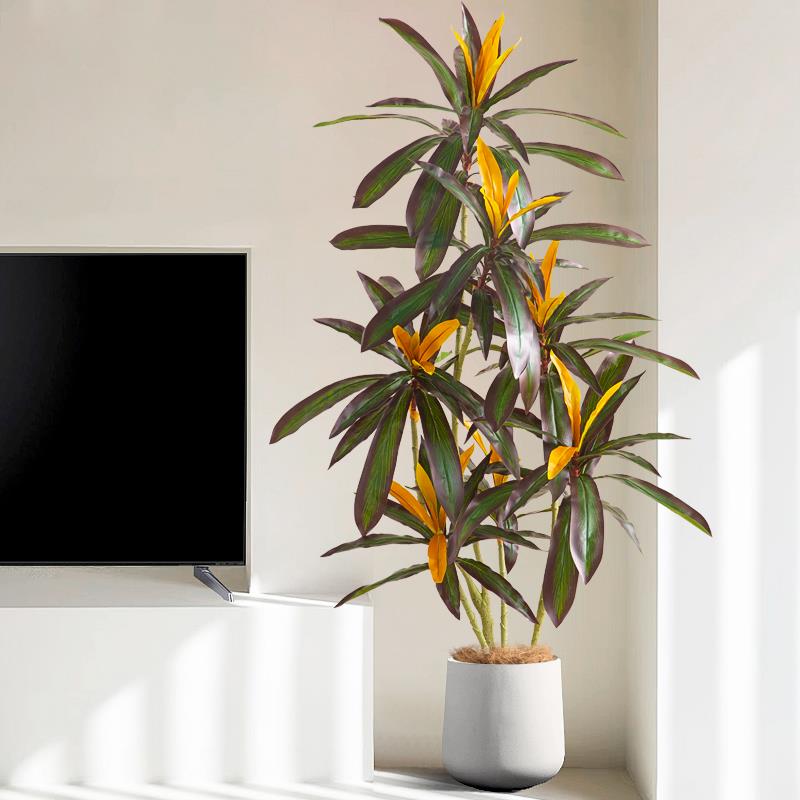 彷真绿色植物假树植物盆栽室内客厅高端轻奢彷生花装饰红铁树落地