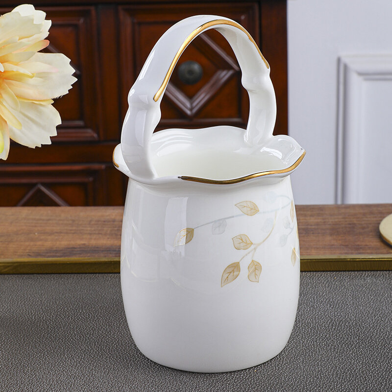 宝印厨房置物架骨瓷金边筷子筒筷笼陶瓷刀叉餐具收纳花篮天鹅放勺