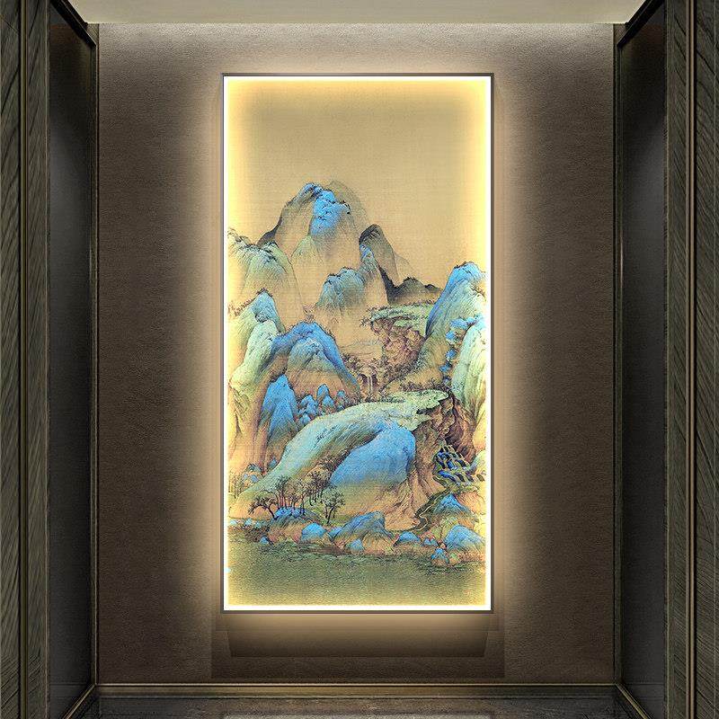 千里江山图玄关装饰画 画竖版LED灯画 画高档大气走廊过道挂画 画,家居饰品,氛围画/灯画,淘宝优惠券,粉丝福利购,淘宝优惠卷