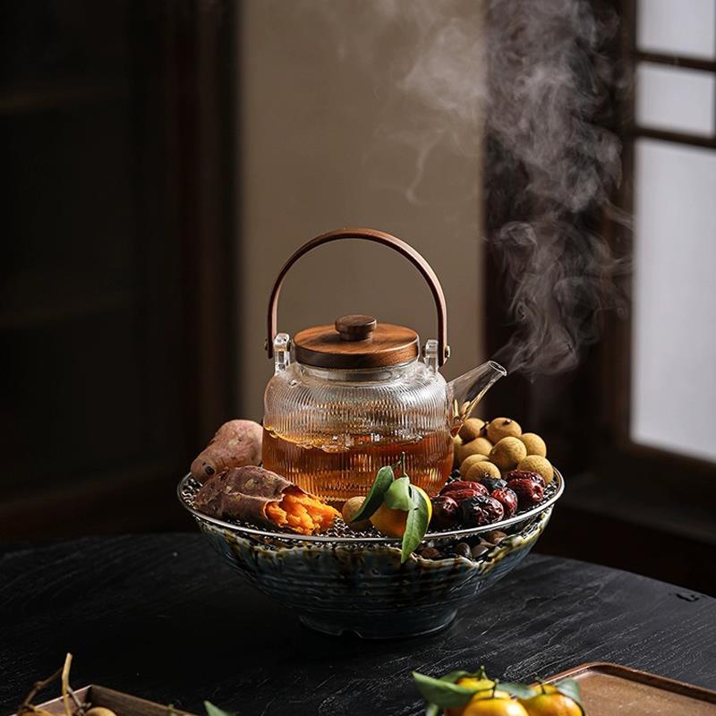 围炉煮茶围炉煮茶家用室内电陶炉围聚煮茶器蒸煮茶壶冬天烤火炉