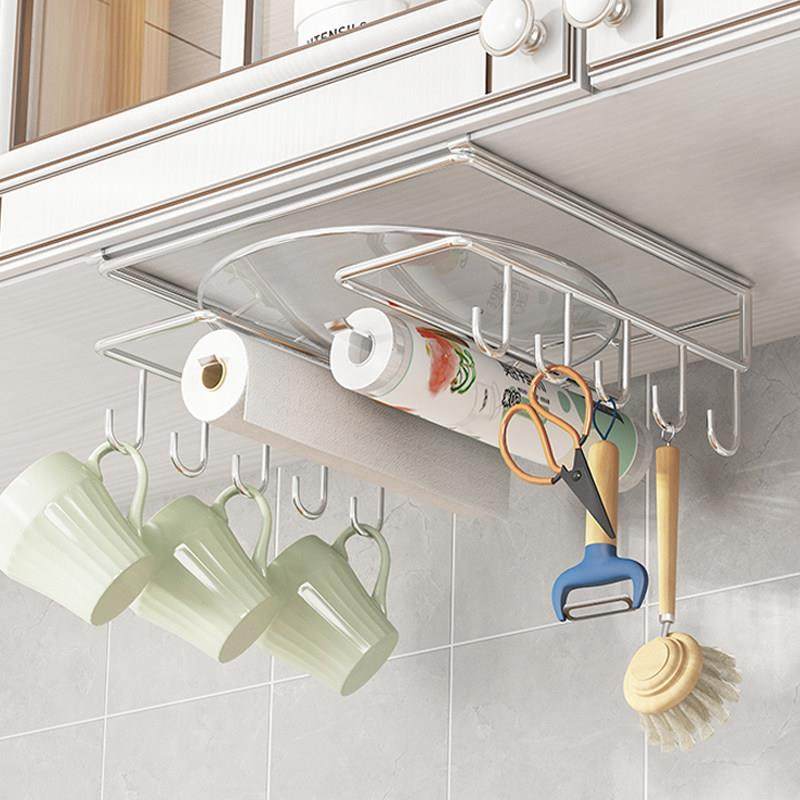 不锈钢橱柜下挂置物架厨房吊柜悬挂锅盖架多功能挂钩柜门下挂篮,厨房/烹饪用具,锅盖架/锅盖收纳垫,淘宝优惠券,粉丝福利购,淘宝优惠卷