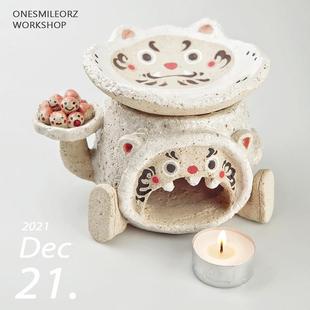 凉猫烧寄几丸迷你烘茶香熏炉茶香炉茶叶提香烘焙蜡烛陶瓷烛台定制