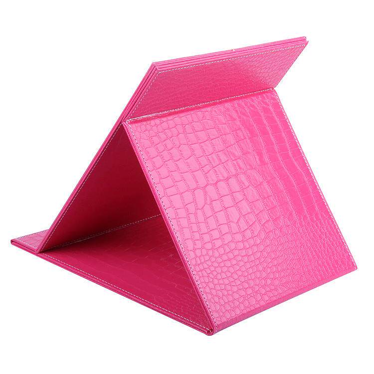 高档精致台式折叠镜化妆镜子随身梳妆镜PU皮镜便携高清 超大号