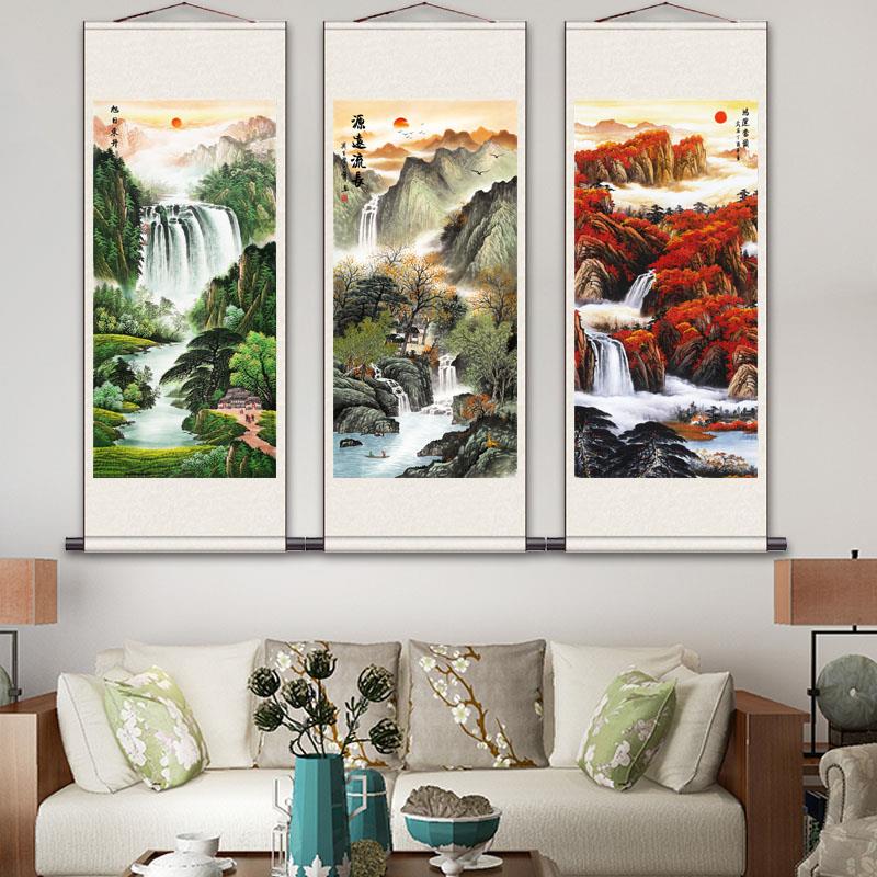 有山无水泰山挂画客厅办公室招财卷轴画有靠山图装饰画国画山水画