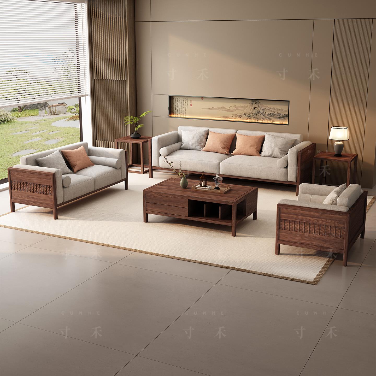 寸禾宋式美学南美胡桃木实木沙发客厅新中式新型大气木质2025新款