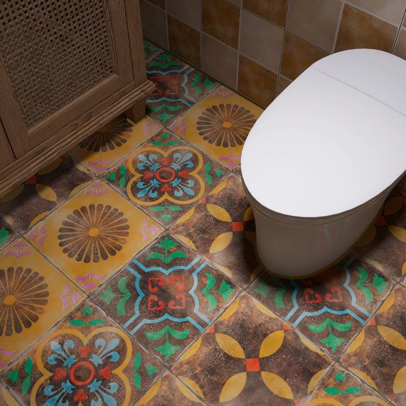 覆古化妆室防水自粘地板贴浴室防滑地板贴瓷砖翻新砖纹地砖地面贴