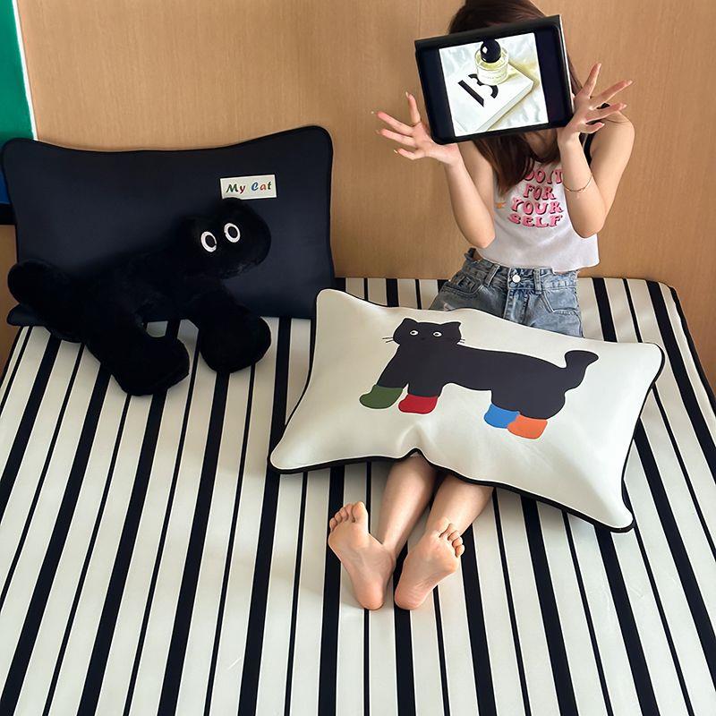 冰丝凉席冰纤维凉感三件套高级简约可机洗可爱卡通ins少女