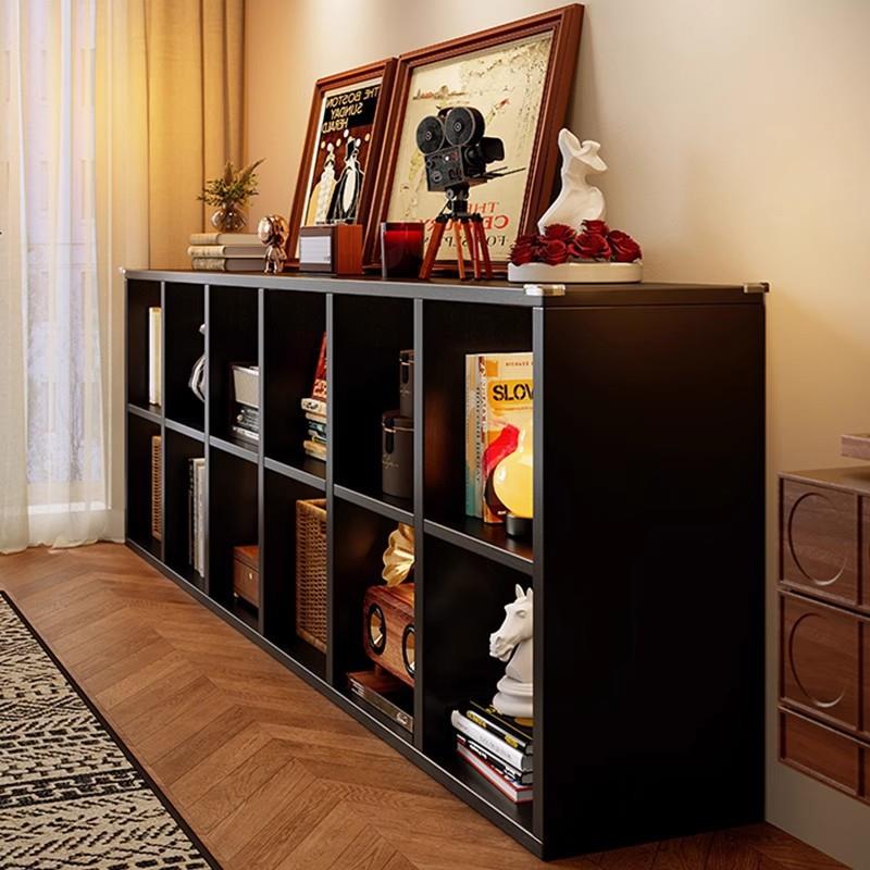 实木格子柜书架落地置物架客厅简易收纳储物展示柜自由组合矮书柜