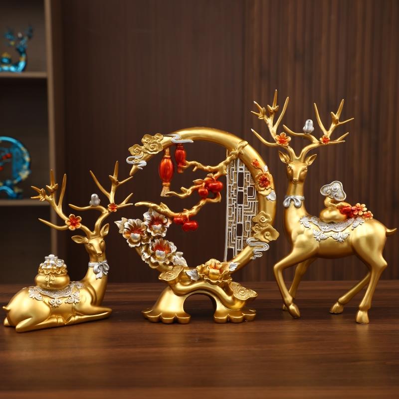 新中式招财福鹿轻奢高档电视柜客厅酒柜摆件店铺开 业礼品新居乔