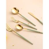 蓝莲花304不锈钢勺高值餐具在风牛排刀叉餐具家用西瓜勺