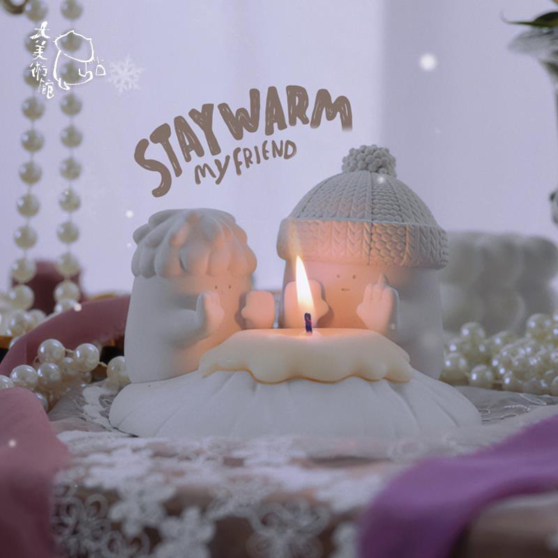 【大美术馆】雪人香薰蜡烛台可爱结婚香氛礼盒摆件女生日新年礼物