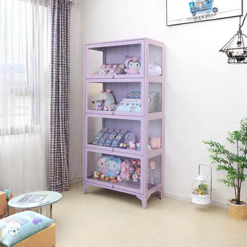 四海模型柜痛柜谷子吧唧收纳柜紫色玻璃门展示柜防尘展示柜收纳柜