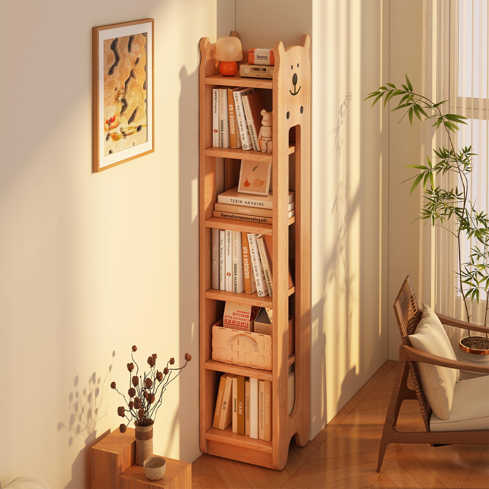 实木书架学生家用书柜简易书架儿童收纳柜子转角书架落地置物架