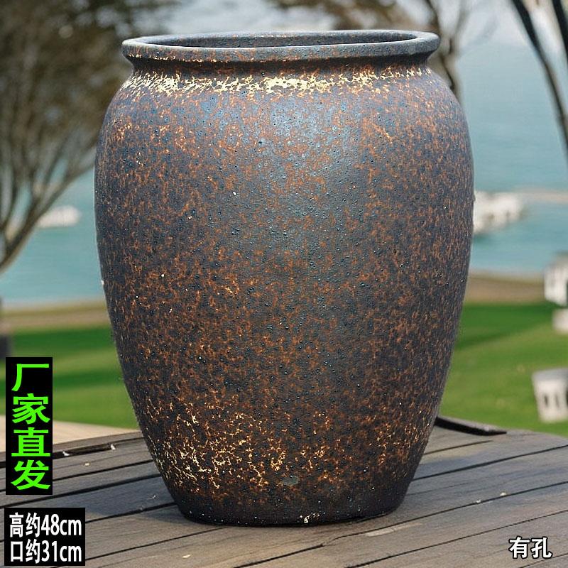 超大落地景观盆种树陶盆透气老式粗陶罐庭院陶瓷花盆户外种树盆高
