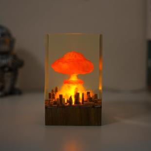 小夜灯摆件奥海默原子弹爆炸蘑菇云创意水晶送人树脂工艺品礼物