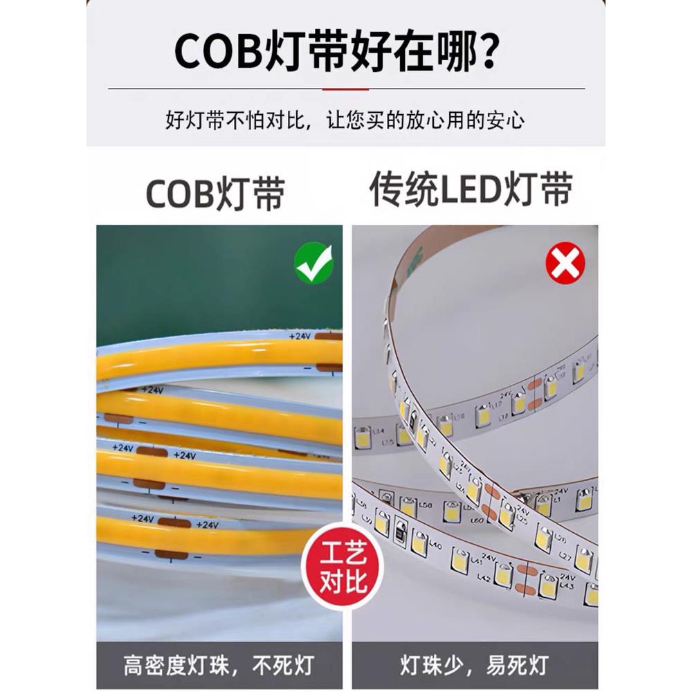 任意剪裁窄COB灯带5MM/8MM氛围护眼线形灯条一灯一剪12V24v