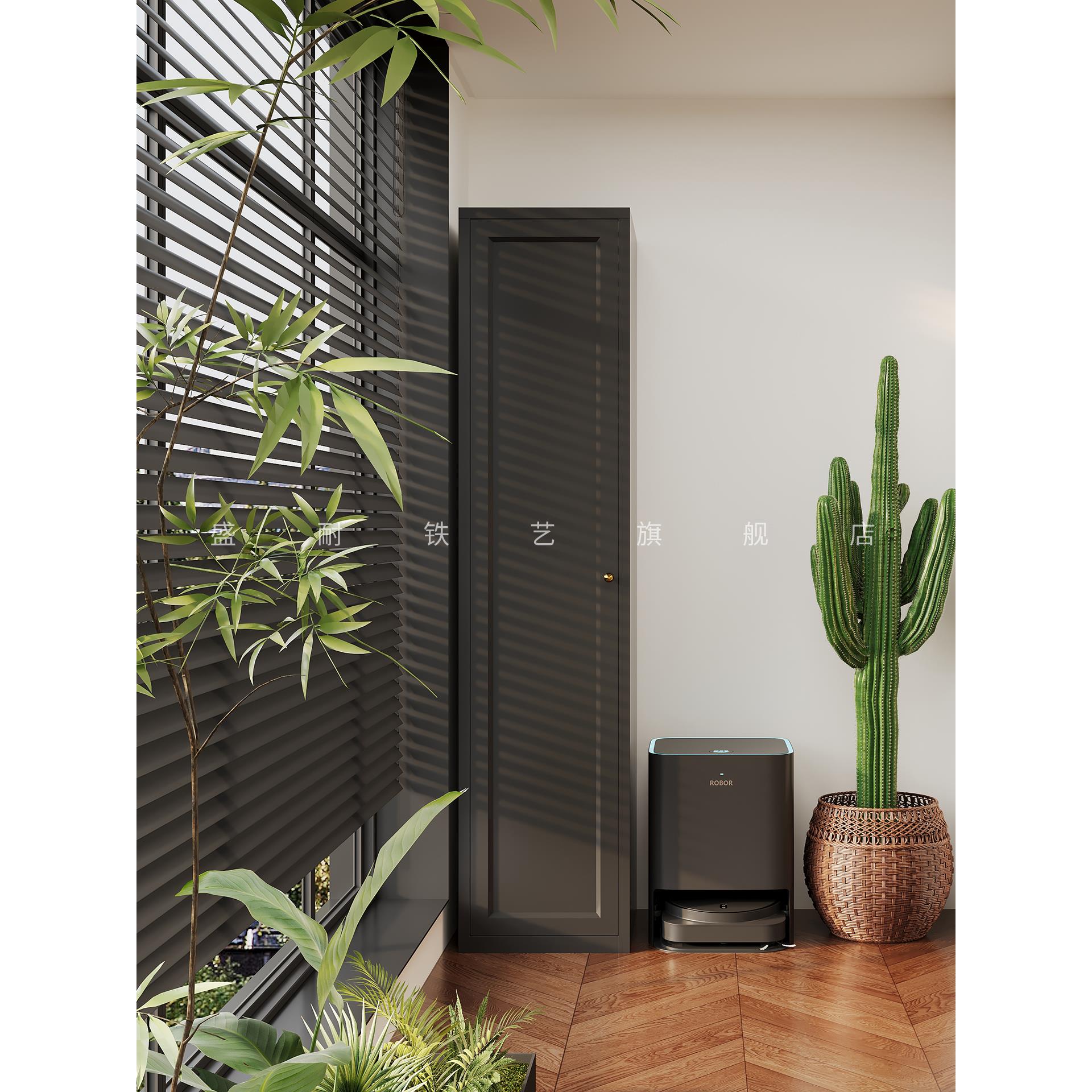 钢质家用夹层阳台储物柜覆古风格多层杂物储物柜低柜防潮、防晒储