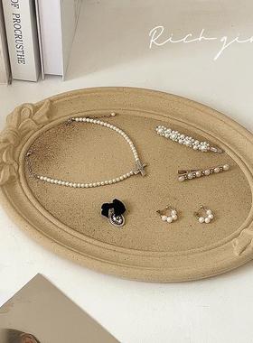 托盘ins北欧风简约日系蝴蝶结原木饰品盘子桌面收纳拍照道具摆件