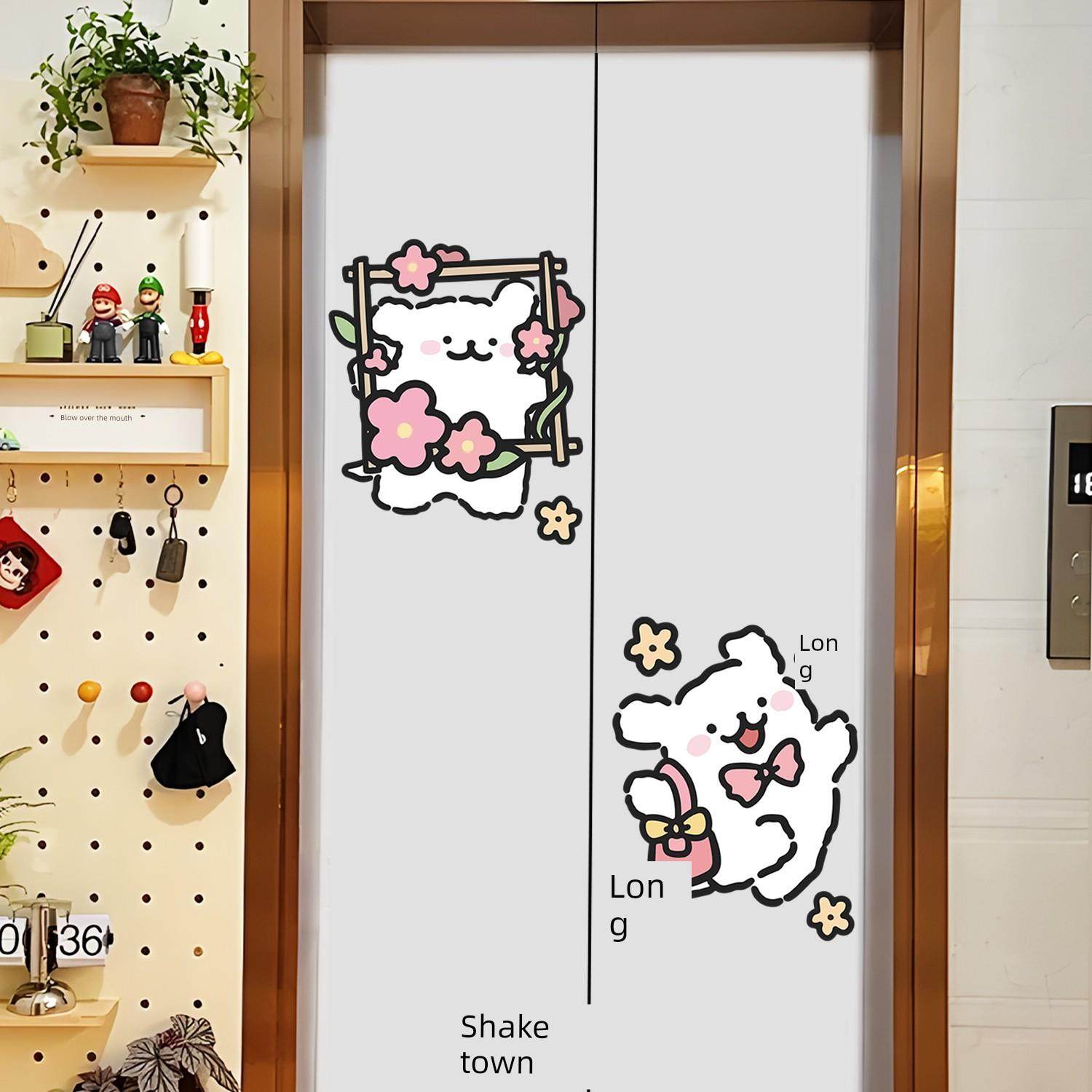 线条小狗商场电影院入户电梯门浴室厨房推拉玻璃门防水装饰遮丑贴