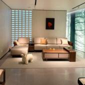 新中式 黑胡桃木沙发组合客厅榫卯框架贵妃沙发样板房别墅实木家具