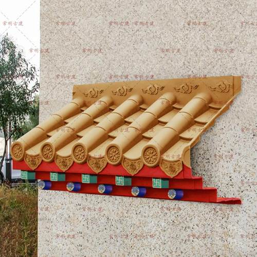 金彩绘特大号加厚免架子瓦仿古屋檐树脂饭店门头窗户围墙装饰挂件