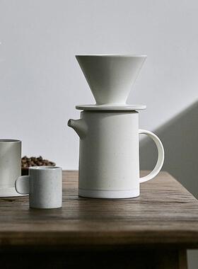 不饰の日系哑光釉面陶瓷手冲咖啡具V60滤杯400ML分享壶北欧糯米白