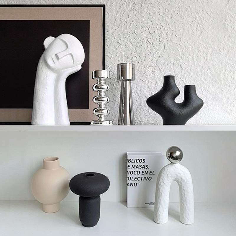态生活 ins诧寂风黑白软装小摆件客厅酒柜样板间小众高级感装饰品