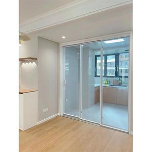 定制网红三联动推拉门阳台客厅厨房钛镁铝合金吊轨极窄移门隔断