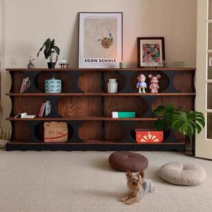 法式复古哈迪德实木书柜中古风客厅展示柜置物架入户玄关柜装饰柜