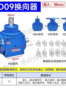 HD转向箱 HD09 HDA11 HDAF14 螺旋锥齿换向器 直角伞齿轮箱减速机