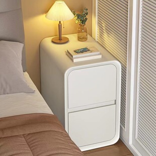 奶油风床头柜实木储物柜小型超窄夹缝20cm主卧床边窄柜简约收纳