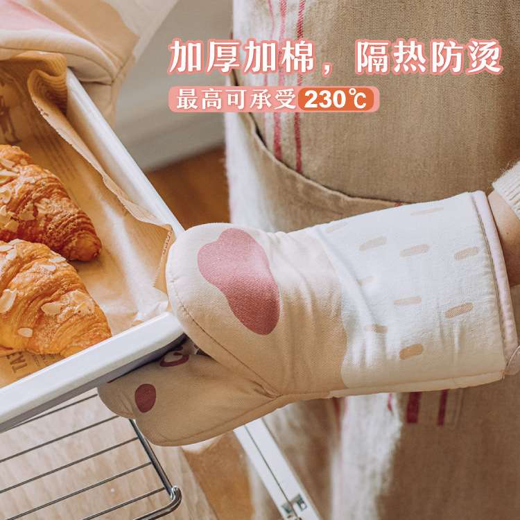 猫爪隔热手套家用烤箱微波炉隔热套加厚耐高温防烫厨房烘焙用手套