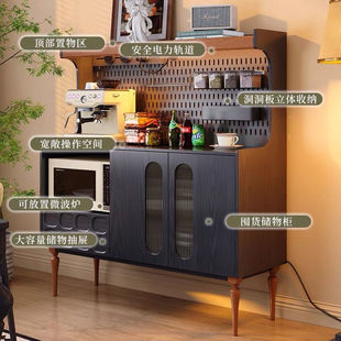 北欧中古餐边复古简约收纳法式一体实木客厅靠墙酒柜厨房储物柜