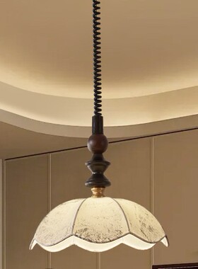 法式中古风餐厅吊灯高级感艺术花瓣灯卧室主灯书房布艺灯复古吊灯