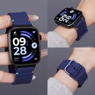 波浪纹硅胶腕带小米手环9pro 新款 8pro女高级感运动透气系列 4手表REDMI6男士 适用红米watch6表带redmiwatch5
