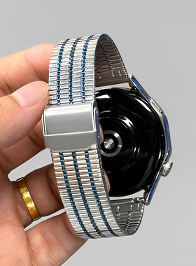 适用华为手表GT5/GT4表带休闲金属表带watch4 pro男款GT5 Pro手表GT3夏天GT2运动透气不锈钢表链watch3手表带