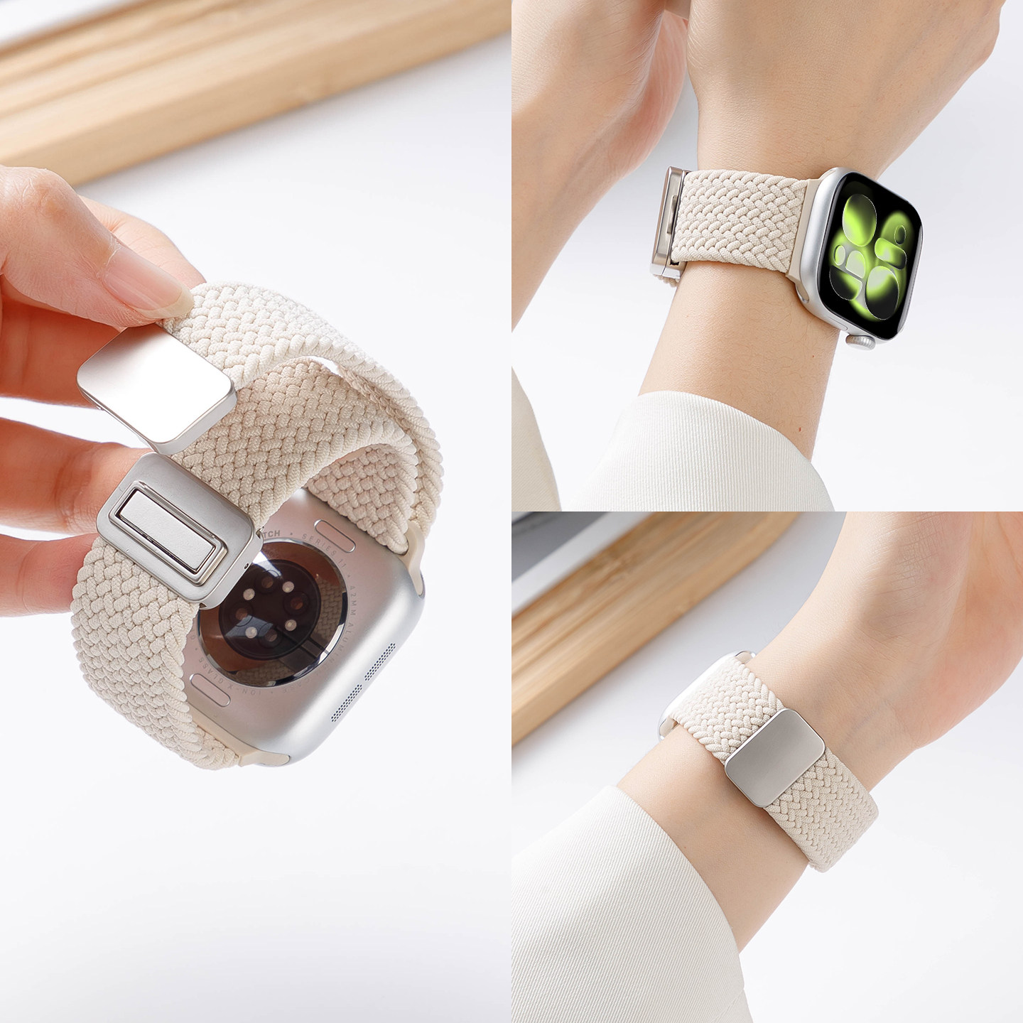 AW适用S11苹果S10手表iwatch9表带女款专用applewatch11新款星光色S8尼龙运动se3编织磁吸2智能高级ultra男士