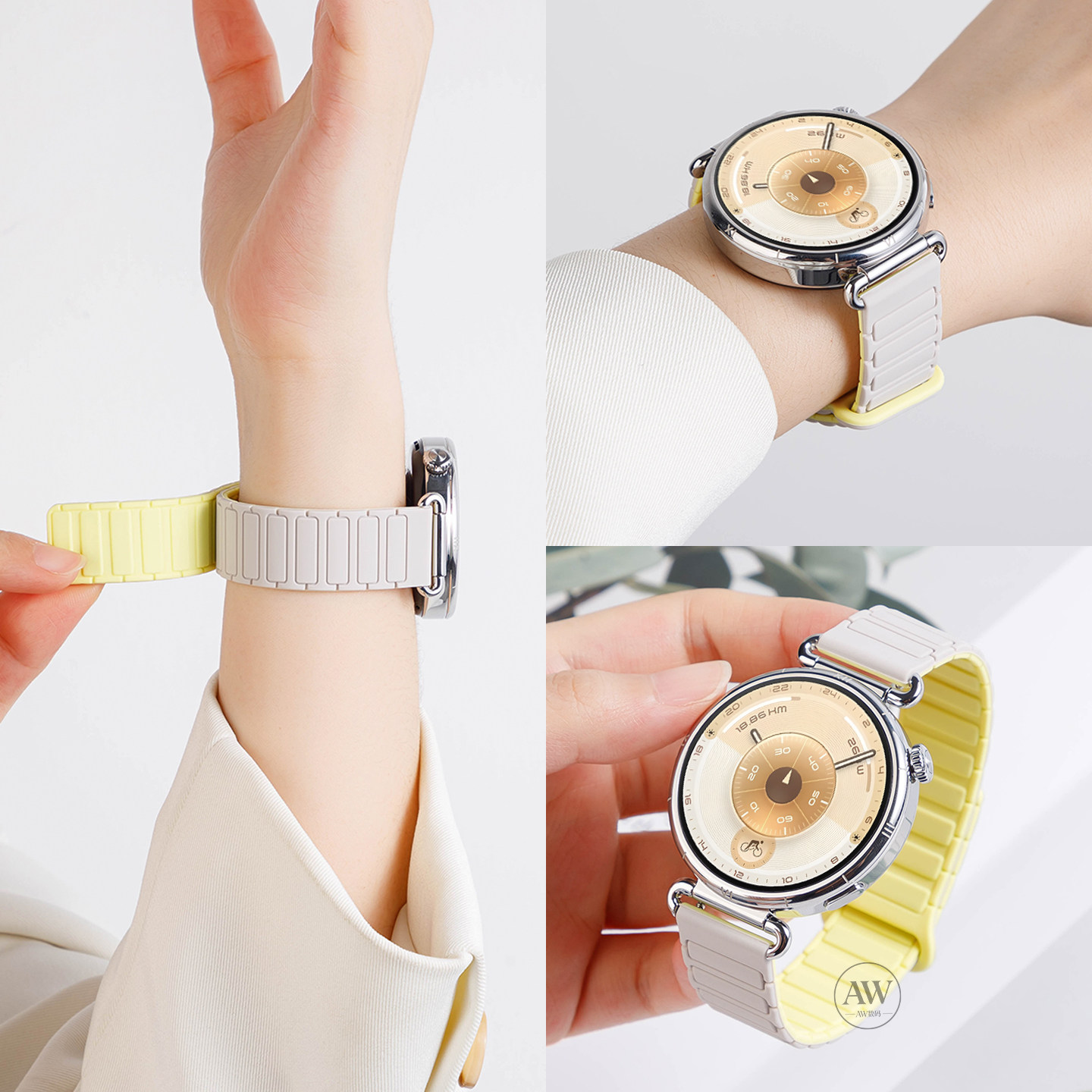新品星光小鸡黄适用华为GT6表带gt5手表智能运动watch5女款磁吸硅胶watchgt4撞色高级感pro运动腕带gt3夏天男