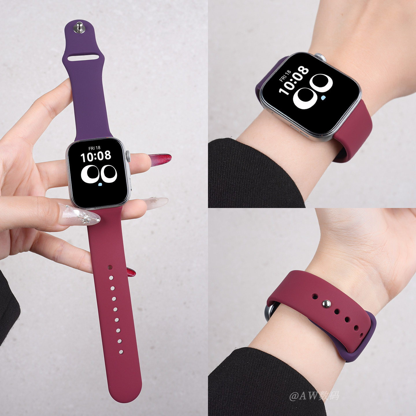 新款梅子配酒红适用华为FIT4表带FIT3手表watchfit4pro女款专用高级撞色反扣硅胶fit3智能运动男夏天透气配件