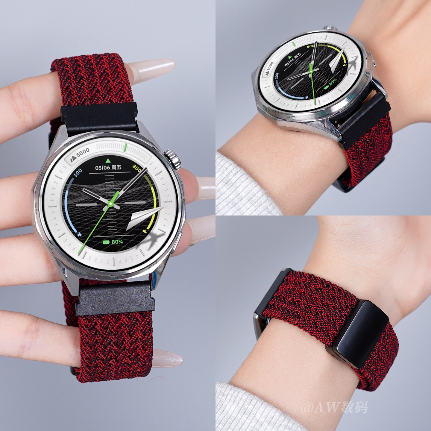 适用oppowatchs手表带x2透气编织
